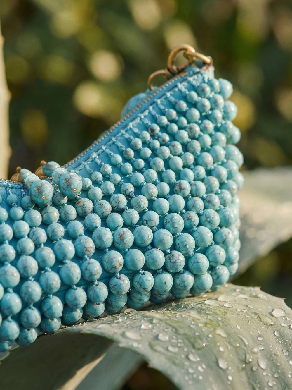 NEW in Box Cult Gaia Mercier Mini Shoulder Bag in Ibiza Turquoise Beaded $898 - Picture 2 of 9